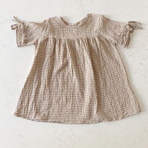 Girls Tan and White Gingham Top, Size 7